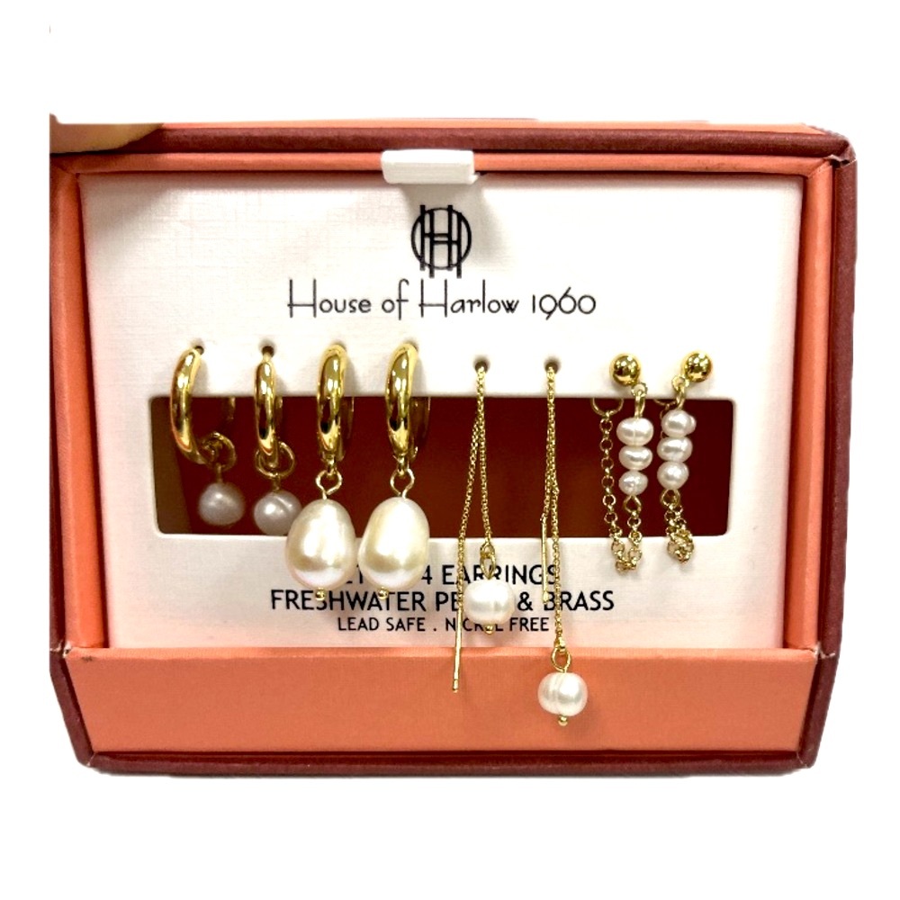 NWT ⚜️🤍⚜️ House of Harlow 1960 Gorgeous Freshwater pearls Earring Set - Picture 3 of 10